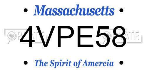 4VPE58 Massachusetts License Plate