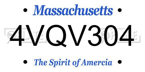 4VQV304 Massachusetts License Plate