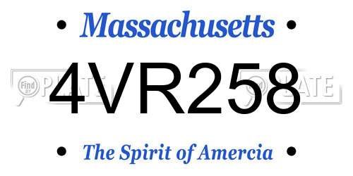 4VR258 Massachusetts License Plate