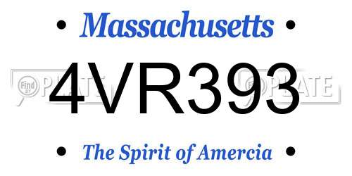 4VR393 Massachusetts License Plate