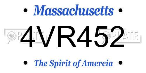 4VR452 Massachusetts License Plate