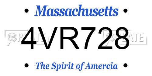 4VR728 Massachusetts License Plate