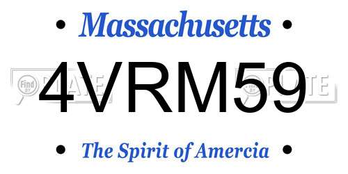 4VRM59 Massachusetts License Plate