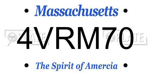 4VRM70 Massachusetts License Plate
