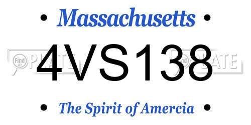 4VS138 Massachusetts License Plate