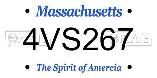 4VS267 Massachusetts License Plate