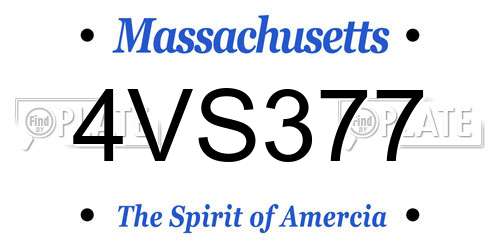 4VS377 Massachusetts License Plate