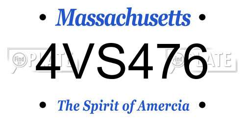 4VS476 Massachusetts License Plate