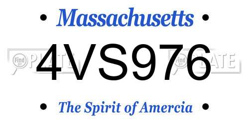 4VS976 Massachusetts License Plate