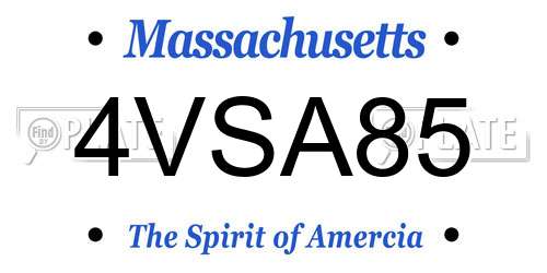 4VSA85 Massachusetts License Plate