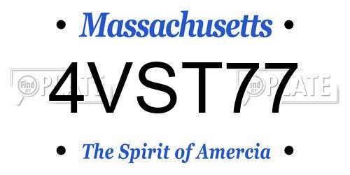 4VST77 Massachusetts License Plate