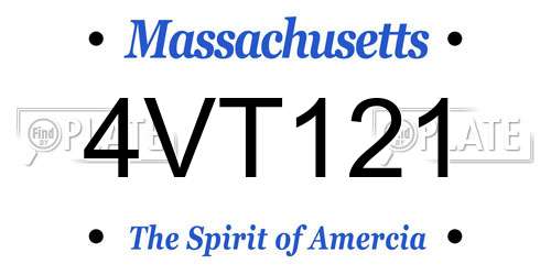 4VT121 Massachusetts License Plate