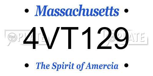 4VT129 Massachusetts License Plate