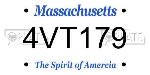 4VT179 Massachusetts License Plate