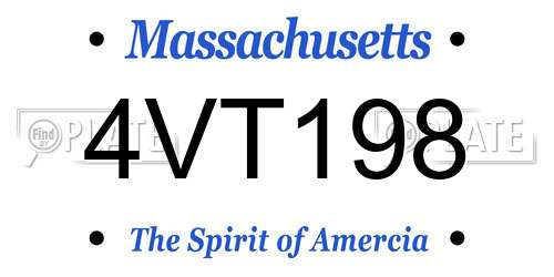 4VT198 Massachusetts License Plate