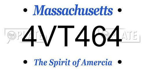 4VT464 Massachusetts License Plate