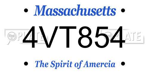 4VT854 Massachusetts License Plate