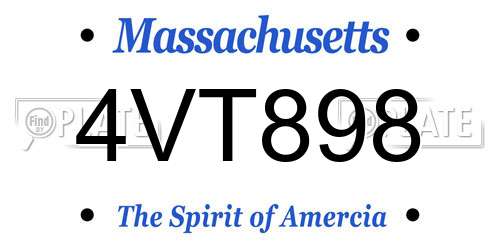 4VT898 Massachusetts License Plate