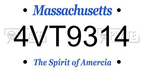 4VT9314 Massachusetts License Plate