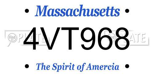 4VT968 Massachusetts License Plate