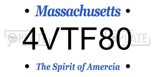 4VTF80 Massachusetts License Plate