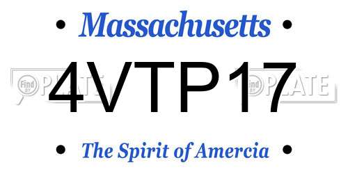 4VTP17 Massachusetts License Plate