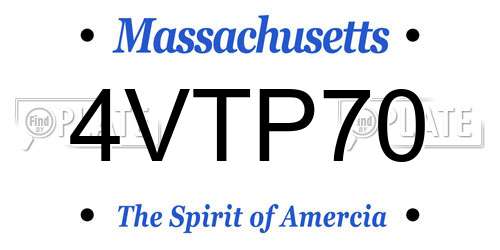 4VTP70 Massachusetts License Plate