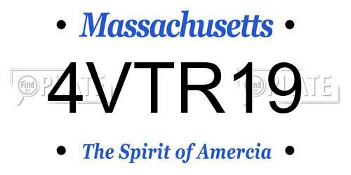 4VTR19 Massachusetts License Plate