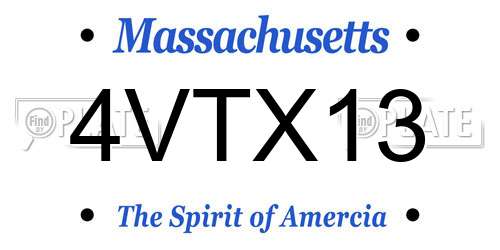 4VTX13 Massachusetts License Plate