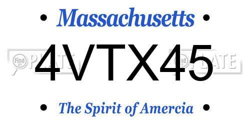 4VTX45 Massachusetts License Plate