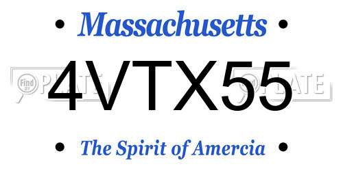 4VTX55 Massachusetts License Plate