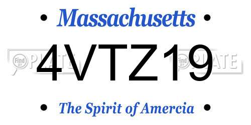 4VTZ19 Massachusetts License Plate