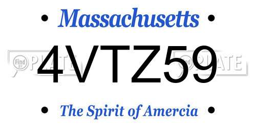 4VTZ59 Massachusetts License Plate