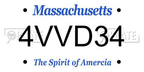 4VVD34 Massachusetts License Plate