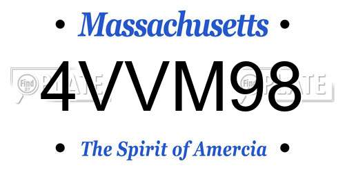4VVM98 Massachusetts License Plate