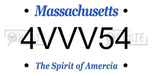 4VVV54 Massachusetts License Plate