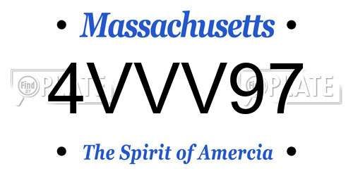 4VVV97 Massachusetts License Plate