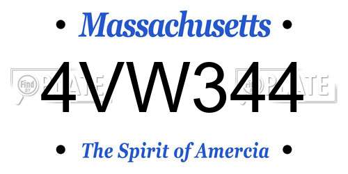 4VW344 Massachusetts License Plate