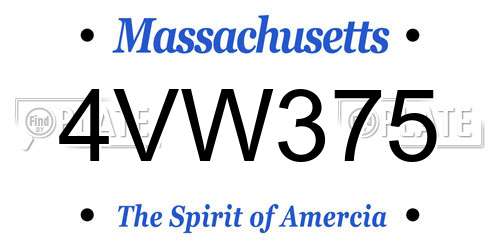 4VW375 Massachusetts License Plate