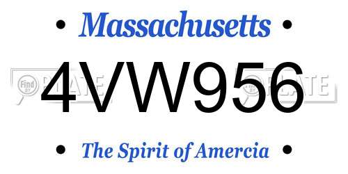 4VW956 Massachusetts License Plate