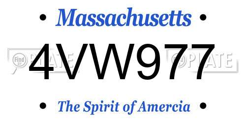 4VW977 Massachusetts License Plate
