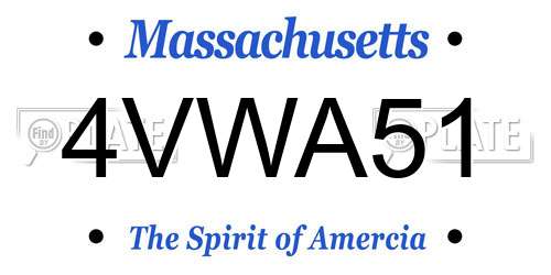 4VWA51 Massachusetts License Plate