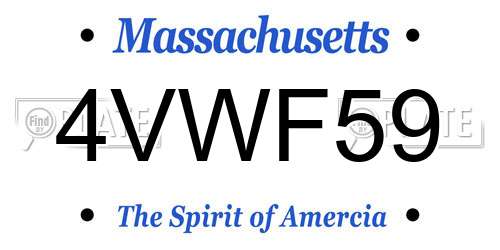 4VWF59 Massachusetts License Plate