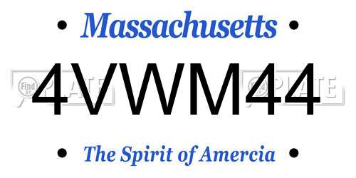 4VWM44 Massachusetts License Plate