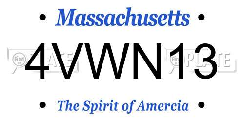 4VWN13 Massachusetts License Plate