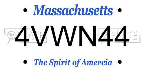 4VWN44 Massachusetts License Plate