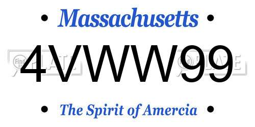 4VWW99 Massachusetts License Plate