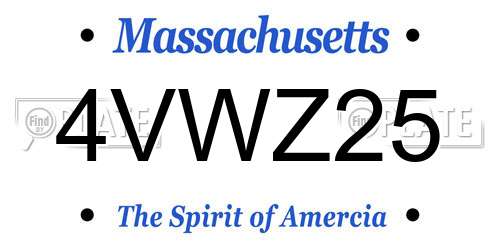 4VWZ25 Massachusetts License Plate