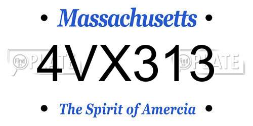 4VX313 Massachusetts License Plate