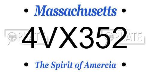 4VX352 Massachusetts License Plate